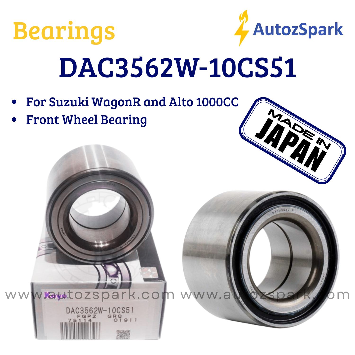 DAC 3562W-10CS51 KOYO JAPAN FRONT WHEEL BEARING WAGON R & ALTO 1000CC